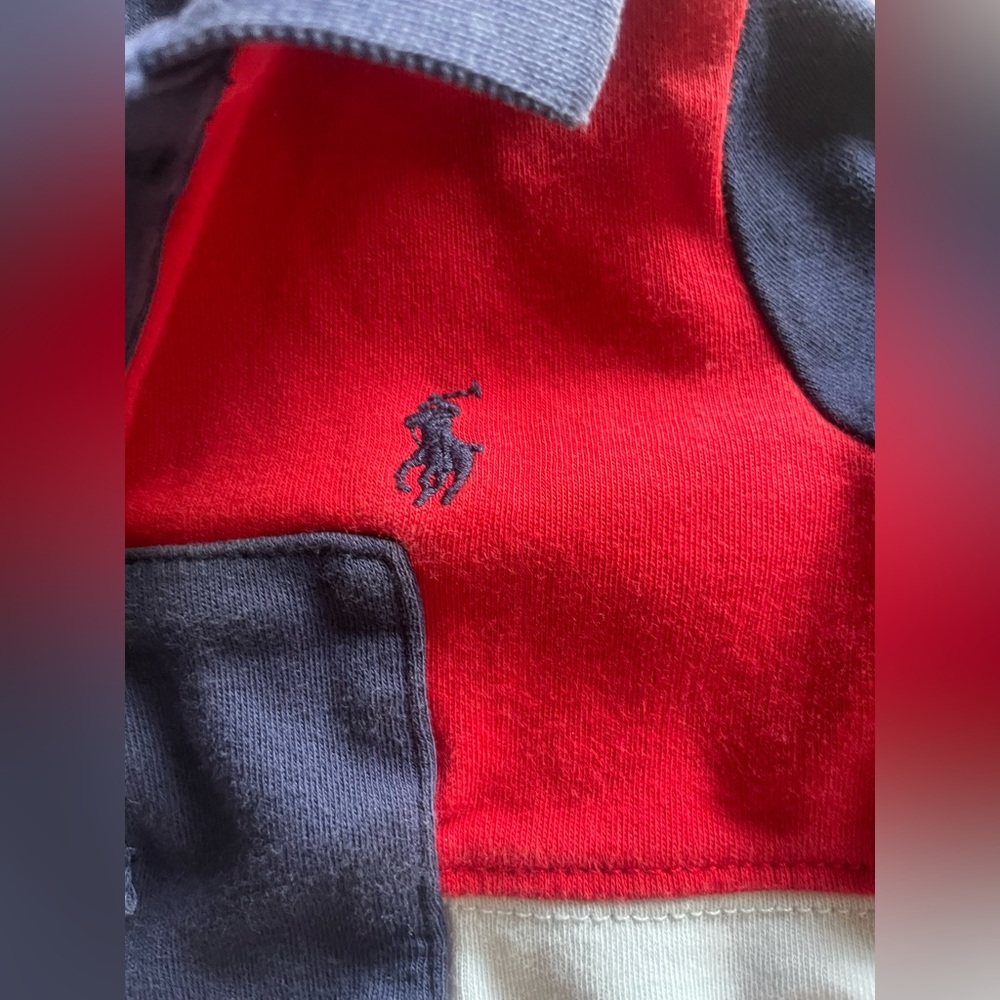 Ralph Lauren Kids Polo Romper - Red, White, and Blue - Picture 3 of 5